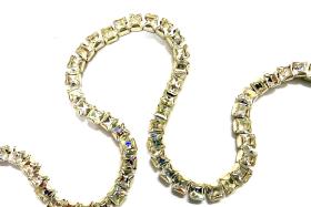 Swarovski Rhinestone Chain in Crystal | 4mm Square Brass Settings, Bridal Supplies