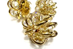Vintage Crystal Flower Bead, Gold Plated Embellishment (30mm)