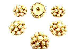 Vintage 18mm Swarovski Pearls Embellishment, Gold Plated DIY Supply