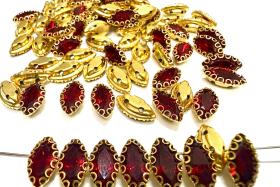 Swarovski Navette Crystal fancy vintage Brass settings in Siam