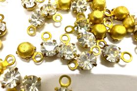 Swarovski Crystal round Stone Dangle: Brass, 7MM