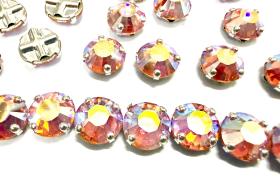 Vintage Swarovski Sun Aurore Boreale Crystal Rose Montees, 40ss Silver Plated Settings