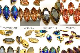 Swarovski Navette Crystal fancy vintage Brass settings