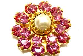 16mm Vintage brass Swarovski Flower Design in Amethyst pearl crystal Embellishment DIY Supplies wedding decorations
