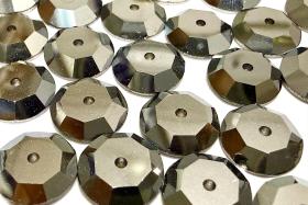9mm Jet Hematite Lochrose Stones – Preciosa Flat Back Sew-On Stones , Czech Beads