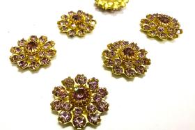 16mm Vintage brass Swarovski Flower Design in Light Amethyst crystal Embellishment DIY Supplies wedding decorations
