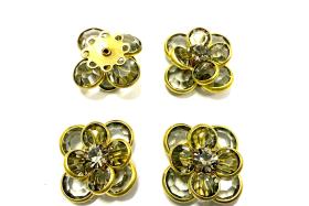 16mm Vintage brass Swarovski Flower Design in Black Diamond Embellishment DIY Supplies wedding decorations