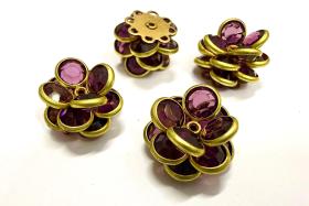 16mm Vintage brass Swarovski Flower Design in Amethyst Embellishment DIY Supplies wedding decorations
