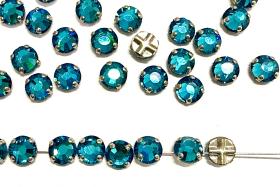 Vintage Swarovski Crystal Rose Montees, Indicolite, 30ss
