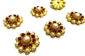16mm Vintage brass Swarovski Flower Design in Siam pearl crystal Embellishment DIY Supplies wedding decorations