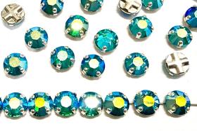 Vintage Swarovski Crystal Rose Montees,  Emerald AB, 30ss