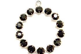 Vintage Swarovski Crystal in Jet Ring drops Silver plated Findings