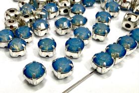 Sky Blue Opal Swarovski Crystal Montees, Silver Plated (28ss)