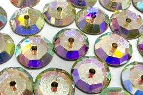 9mm Crystal Aurore Boreale Lochrose Stones – Preciosa Flat Back Sew-On Stones , Czech Beads