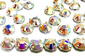 Vintage Swarovski Crystal Aurore Boreale Crystal Rose Montees, 40ss Silver Plated Settings