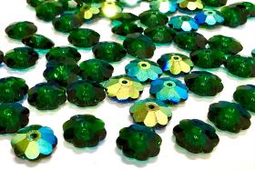 8mm Swarovski Emerald Aurore Boreale Flower Sew-on Stone
