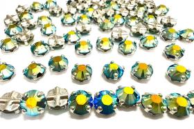 Crystal Jet AB Swarovski Rose Montees, 34ss Silver Plated Setting