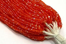 11/0 Charlotte Cut Seed Beads, Patina Transparent Light Orange Aurore Boreale, Native Supplies