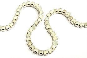 Swarovski Rhinestone Chain in White Opal | 4mm Square Brass Settings, Bridal Supplies
