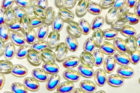 Swarovski Oval Cabochons Crystal Aurore Boreale Unfoiled 6x4mm, 2190/4 Flat Back Glass Stones