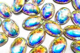 Swarovski Oval Cabochons Crystal Aurore Boreale Foiled 6x4mm, 2190/4 Flat Back Glass Stones