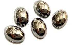 Swarovski 14x10 mm Vintage 2190 Jet Metallic Silver Unfoiled Flat Back Oval Cabochon Cabs