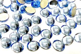 Swarovski 10x8 mm Vintage 2190 Light Sapphire Foiled Flat Back Oval Cabochon Cabs