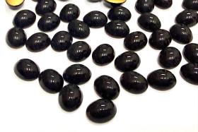 Swarovski 10x8 mm Vintage 2190 Jet Foiled Flat Back Oval Cabochon Cabs
