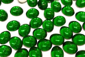Swarovski 10x8 mm Vintage 2190 Medium Emerald Foiled Flat Back Oval Cabochon Cabs