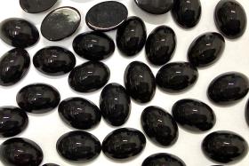 Swarovski 14x10 mm Vintage 2190 Jet Unfoiled Flat Back Oval Cabochon Cabs