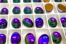 Swarovski 14x10 mm Vintage 2190 Crystal Heliotrope Foiled Flat Back Oval Cabochon Cabs