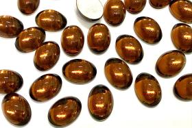 Swarovski 14x10 mm Vintage 2190 Smoked Topaz Foiled Flat Back Oval Cabochon Cabs
