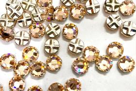 Vintage Swarovski Crystal Light Peach Rose Montees, 40ss Silver Plated Settings