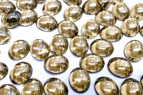 Swarovski 10x8 mm Vintage 2190 Crystal Golden Shadow Foiled Flat Back Oval Cabochon Cabs