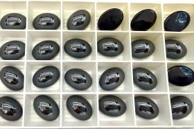 Swarovski 18x13 mm Vintage Jet Hematite Unfoiled Flat Back Oval Cabochon 2/6 Pieces