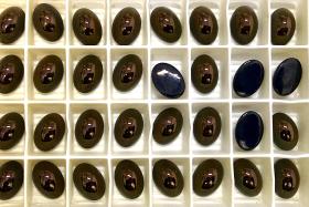 Swarovski 14x10 mm Vintage 2190 Jet Nut Unfoiled Flat Back Oval Cabochon Cabs