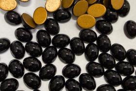 Swarovski 8x6 mm Vintage 2190 Jet Foiled Flat Back Oval Cabochon Cabs