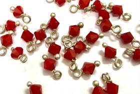 4mm Swarovski Dark Coral Red crystal dangles in Sterling Silver wire wrapped- charms- drops- jewelry making 36/72/144/432/1000Pieces
