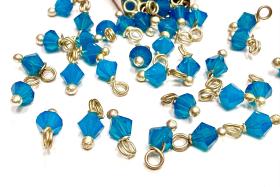 4mm Swarovski Caribbean Blue Opal crystal dangles in Sterling Silver wire wrapped- charms- drops- jewelry making 36/72/144/432/1000Pieces