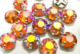 Vintage Swarovski Crystal Sun AB Rose Montees, 30ss Silver Plated Setting