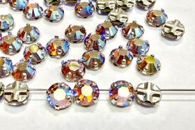 Vintage Swarovski Crystal Light Peach AB Rose Montees, 30ss Silver Plated Setting
