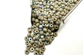 Patina Matt Opaque Grey Aurore Boreale Charlotte Cut Beads, 11/0 Size