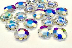 Vintage Swarovski Flower Rhinestones,  Crystal Aurore Boreale Unfoiled (14mm)