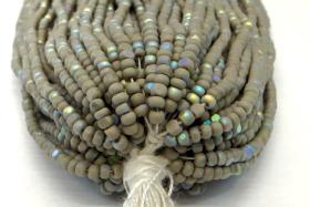 Charlotte Cut Seed Beads 11/0, Patina Matt Opaque Grey Aurore Boreale