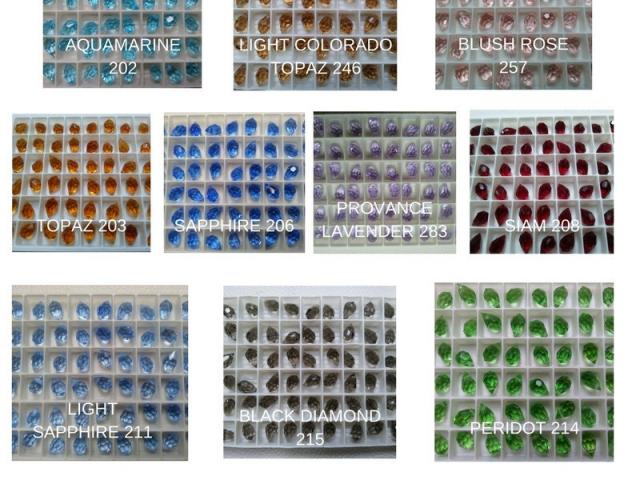 Vintage Swarovski Drop 10X6 mm Pendants, Fancy Crystal drops 6 Pieces