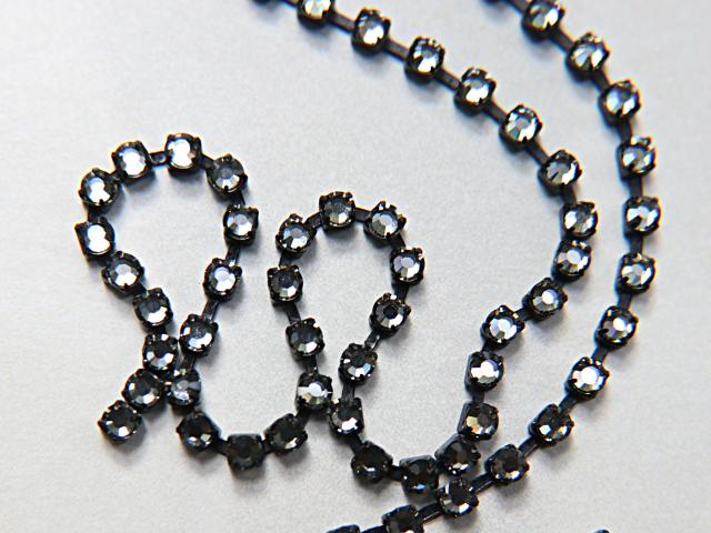 16ss Swarovski 2088 Chain in Flat Back Black Diamond (4mm) 0.5/1/2/5 Meters Vintage Black Settings Wedding Bridal Supplies|Decoration
