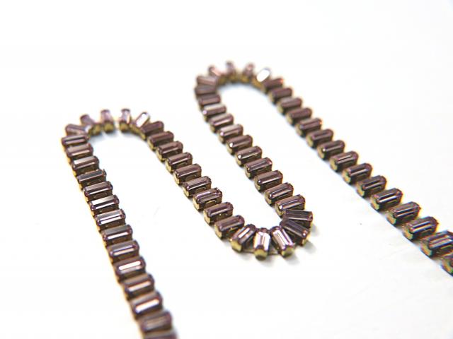 Swarovski Snake Baguette chain 7x3 mm in Light Amethyst (212) settings in Brass 0.5/1/2 Meters Bridal Supplies|Jewelry Making|Decoration