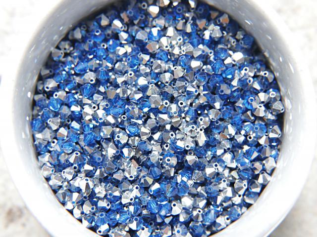 Swarovski (4mm) Capri Blue Comet Argent Light Bicones Beads 36/72/144/432/720 Pieces VINTAGE SWAROVSKI, jewelry making, embroidery materials