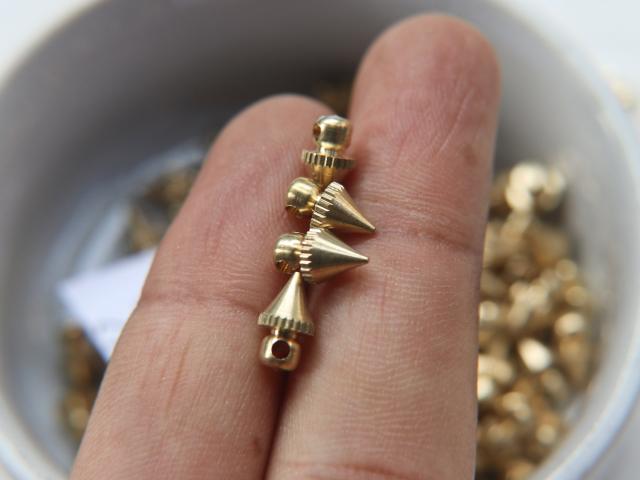 Solid Metal Spike Drops, Spikedrop Charms, in brass 10.5x5.5mm 1.5mm Loop 12/70 pieces vintage findings, jewlery making, art deco premium