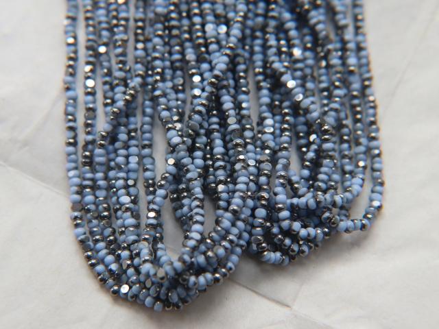 11/0 Hanks Charlotte Cut Beads Patina Light Pale Blue Opaque Gunmetal 1/5/25/50/100 Hanks 2.0mm glass beads, jewelry supply, findings